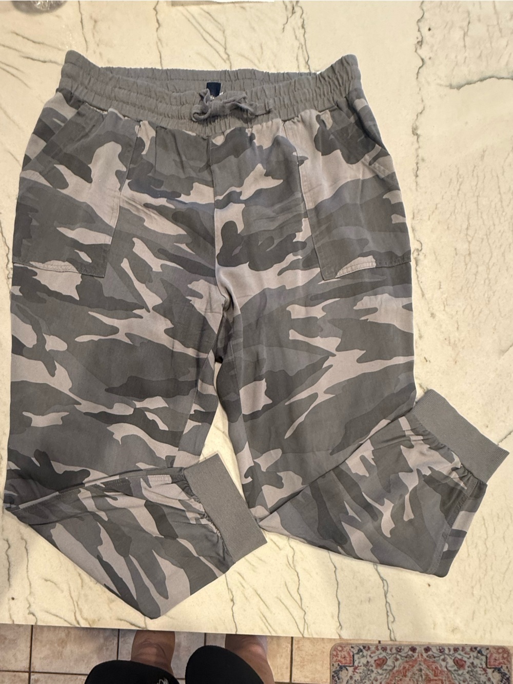 Splendid Gray Camo Joggers XL | 100% Rayon Lounge Pants Elastic Waist